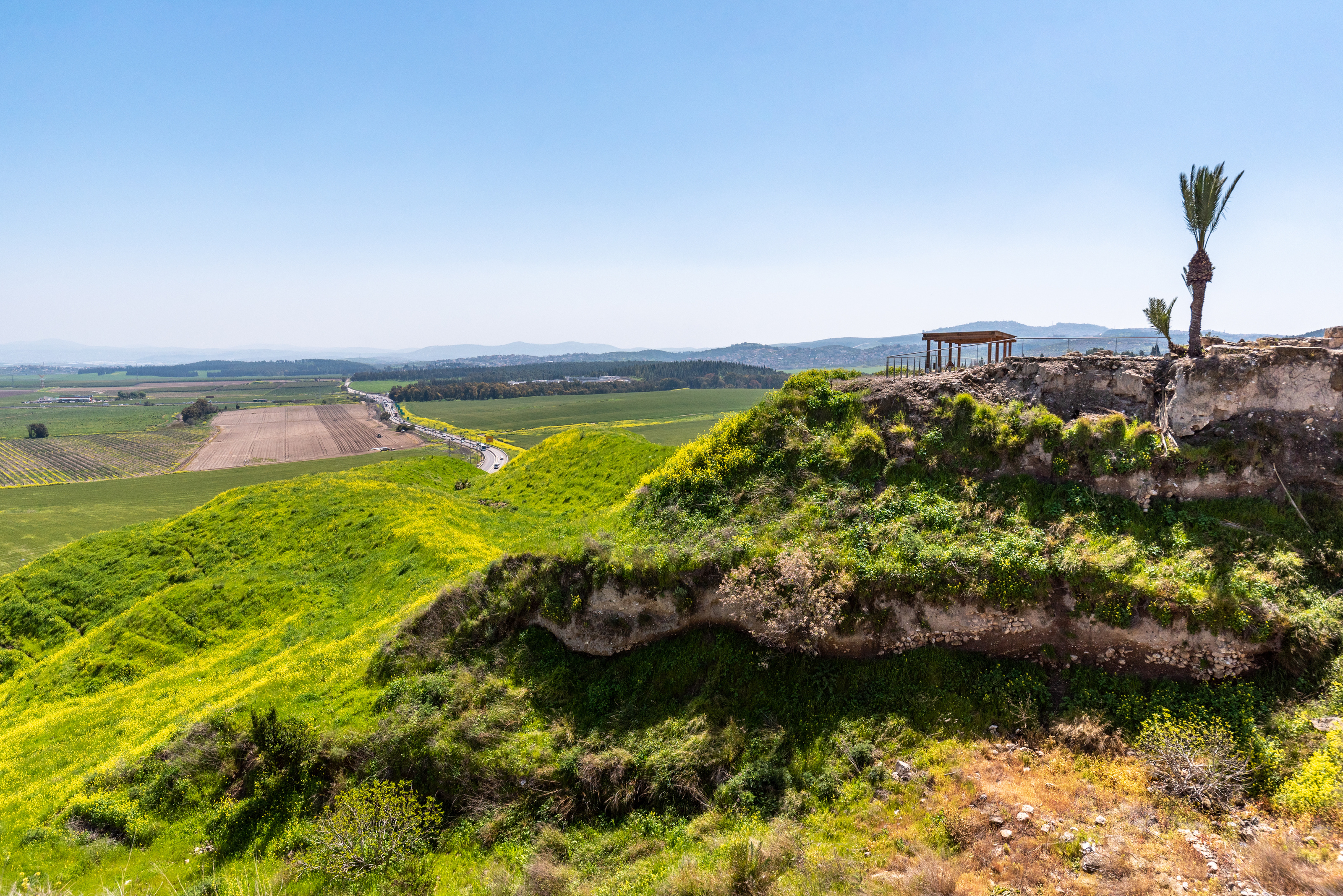 The view from Tel Megiddo Nation Park of the Jezreel Valley in Israel.